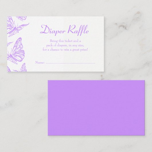 Paarse vlinderluier Raffle Ticket Informatiekaartje (Voorkant / Achterkant)