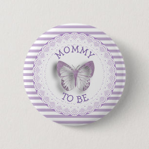 Paarse vlindermammie om baby shower te zijn ronde button 5,7 cm