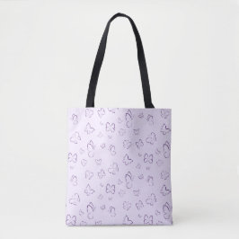 Paarse vlinderpatroon ontwerp tote bag