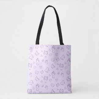 Paarse vlinderpatroon ontwerp tote bag