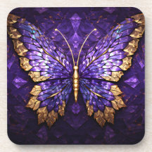Paarse vlinderplastic Onderzetters