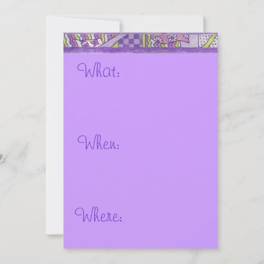 Paarse vlinderquiltuitnodiging kaart (Achterkant)