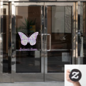 Paarse vlinderraam raamsticker (Kantoordeur)