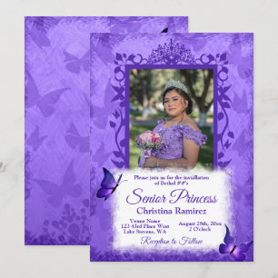 Paarse vlinderrand geëerd Queen-installatie Kaart