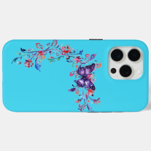 Paarse vlinderrand iPhone 15 Pro Hoesje (Achterkant (horizontaal))