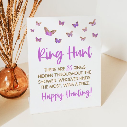 Paarse vlinderrog - Vrijgezellenfeest Reclamebord Met Voetstuk