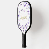 Paarse Vlinders Aangepaste Naam Dames Pickleball Paddle (Links)