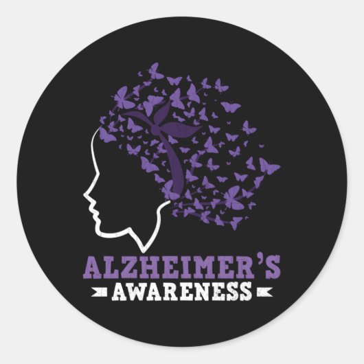 Paarse Vlinders Alzheimer Bewustzijn Paarse Ronde Sticker (Voorkant)
