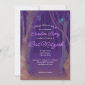 Paarse vlinders, betoverde bosvleermuis Matzvah Kaart (Voorkant)