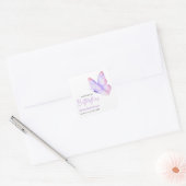 Paarse Vlinders Bruiloft Feest Vierkante Sticker (Envelop)