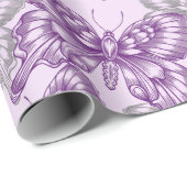 Paarse Vlinders Cadeaupapier (Rol Hoek)