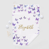  Paarse Vlinders Custom Name Dames Golf Golfhanddoek (Insitu)
