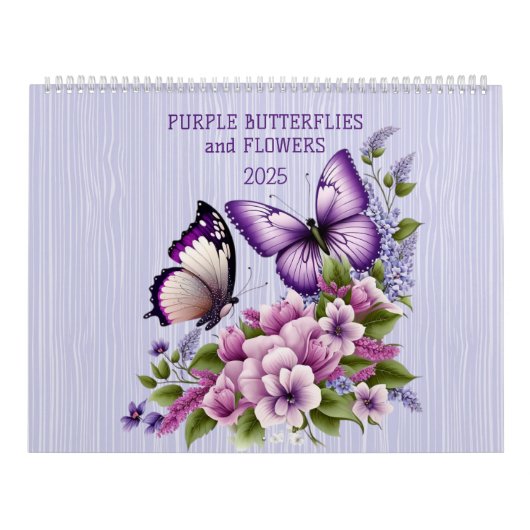 PAARSE VLINDERS EN BLOEMEN 2025 KALENDER (Hoes)