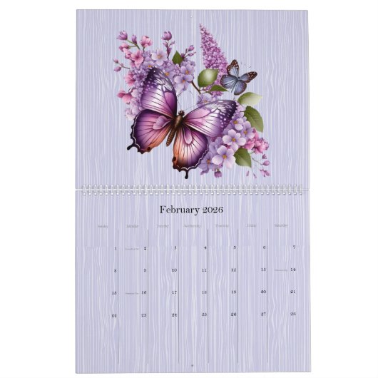 PAARSE VLINDERS EN BLOEMEN 2025 KALENDER (Feb 2026)