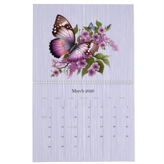 PAARSE VLINDERS EN BLOEMEN 2025 KALENDER (Mar 2026)