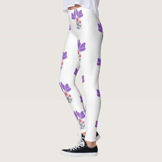 Paarse vlinders en bloemen leggings (Links)