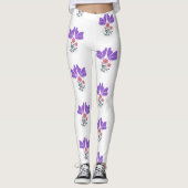 Paarse vlinders en bloemen leggings (Voorkant)