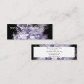 Paarse vlinders en bloemen op zwart mini visitekaartje (Voorkant / Achterkant)