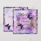 Paarse vlinders en diamanten 45ste verjaardag kaart (Voorkant / Achterkant)