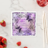 Paarse vlinders en diamanten 60e verjaardag servet (Insitu)