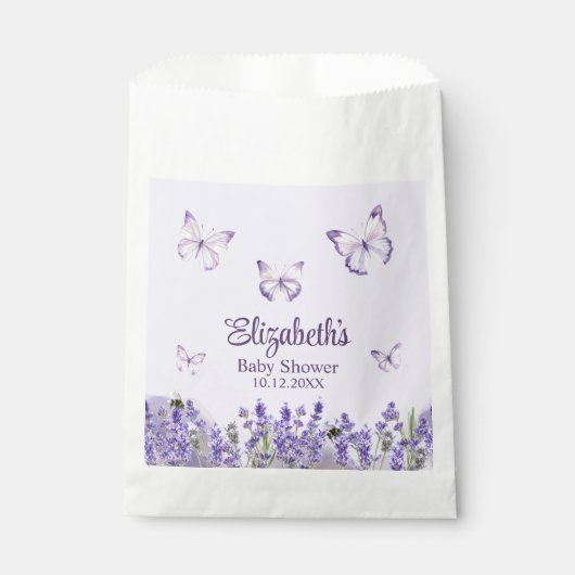 Paarse Vlinders en Lavendel Baby shower Bedankzakje (Voorkant)