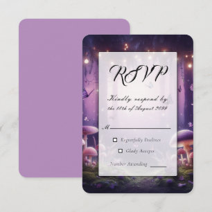 Paarse Vlinders en Met Sterrenlicht Oplichtende Lu RSVP Kaartje
