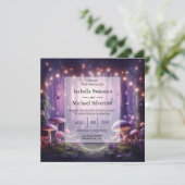 Paarse vlinders en Starlit Skies bruiloft Kaart (Staand voorkant)