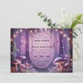 Paarse vlinders en Starlit Skies bruiloft Kaart (Staand voorkant)