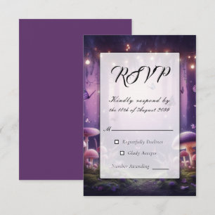 Paarse vlinders en Starlit Skies bruiloft RSVP Kaartje