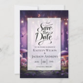 Paarse vlinders en Starlit Skies bruiloft Save The Date (Voorkant)