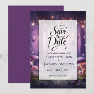 Paarse vlinders en Starlit Skies bruiloft Save The Date