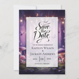 Paarse Vlinders en Sterrenhemel Bruiloft Save The Date
