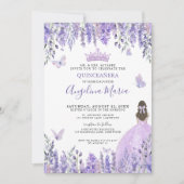 Paarse vlinders Floral Quinceañera Kaart (Voorkant)