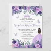 Paarse vlinders Floral Quinceañera Kaart (Voorkant)