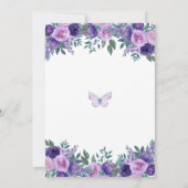 Paarse vlinders Floral Quinceañera Kaart (Achterkant)
