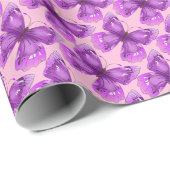 Paarse vlinders goedkoop snijpapier cadeaupapier (Rol Hoek)