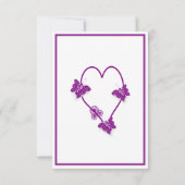 Paarse vlinders Heart Design Wedding Kaart (Achterkant)
