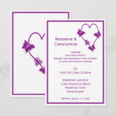 Paarse vlinders Heart Design Wedding Kaart (Voorkant / Achterkant)