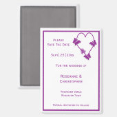 Paarse vlinders Heart Design Wedding Magneet (Voorkant / Achterkant)