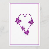 Paarse vlinders Heart Design Wedding Menu (Achterkant)