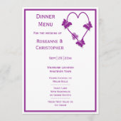Paarse vlinders Heart Design Wedding Menu (Voorkant)