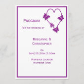 Paarse vlinders Heart Design Wedding Programmakaart (Voorkant)