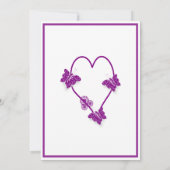 Paarse vlinders Heart Design Wedding Save The Date (Achterkant)