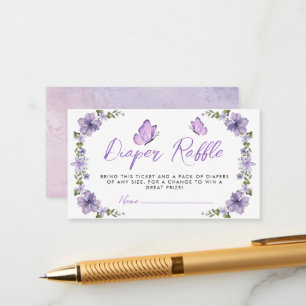 Paarse Vlinders Luier Raffle Informatiekaartje