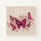 Paarse vlinders met de naam ketchbook notitieboek (Achterkant)