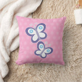 Paarse vlinders met roze Stippen Pillow Kussen (Deken)