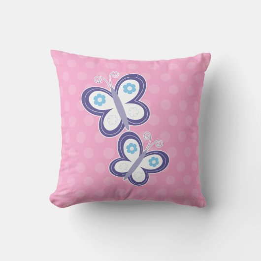 Paarse vlinders met roze Stippen Pillow Kussen (Voorkant)