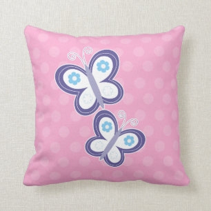 Paarse vlinders met roze Stippen Pillow Kussen