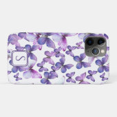 Paarse vlinders Modern Elegant Custom Monogram Case-Mate iPhone Case (Achterkant (horizontaal))