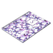 Paarse vlinders Modern Elegant Custom Monogram Notitieboek (Linkerzijde)